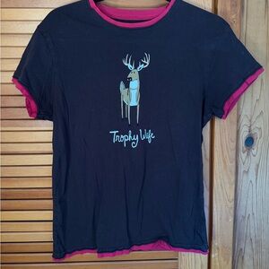 Brown and Pink Deer Graphic T-Shirt